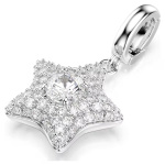 Sublima charm Round cut, Star, White, Rhodium plated
